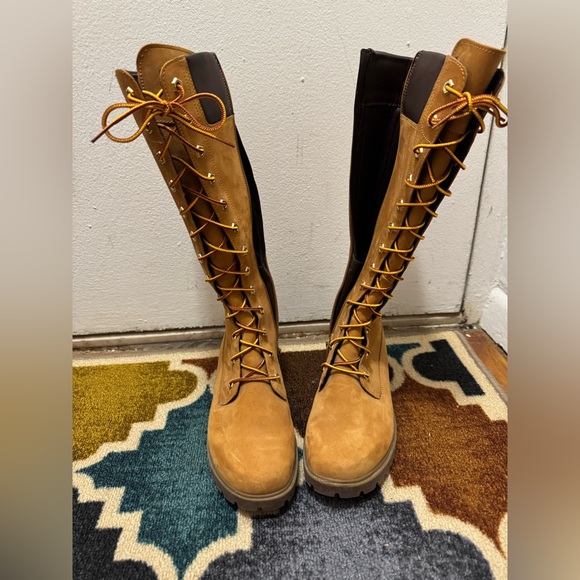 Timberland Tan and Brown Tall Lace-Up Boots - Picture 7 of 10